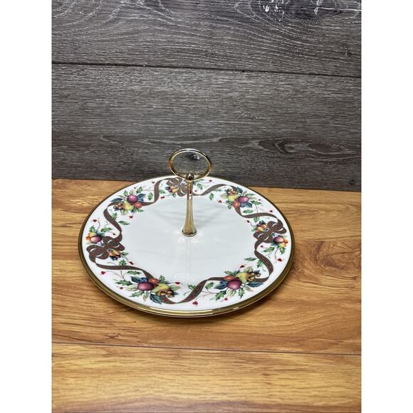 LENOX HOLIDAY TARTAN Serving Tray with Handle Tidbit Tray 10-5/8” - Picture 1 of 7